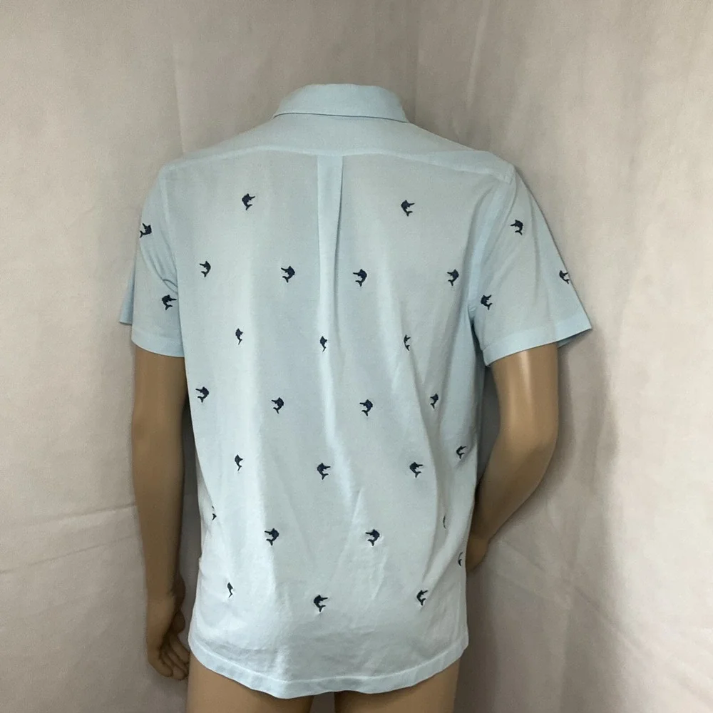 Polo‎ Ralph Lauren Shirt Knit Oxford Embroidered Marlin Fish Logo Short Sleeve L